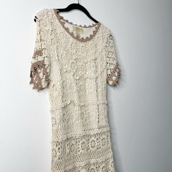 Vintage Kroshetta by Papillon Crochet Beaded 90s Skirt Set Beach Boho Medium - Picture 5 of 12